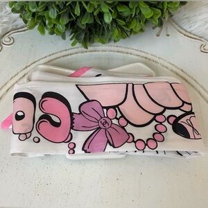 Bougie Pink and White bag scarf